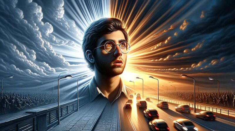 Imagem de uma pessoa experimentando um momento de realização, simbolizando 'It Dawned on Me', com transição de confusão para compreensão.